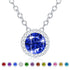 18K White Gold Plated September Birthstone Necklace – Women’s Round Blue Sapphire CZ Pendant in S925 Sterling Silver