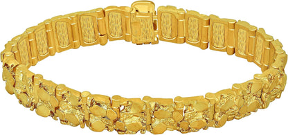 13mm Rugged Nugget Link Bracelet – 24K Gold Plated, Unisex
