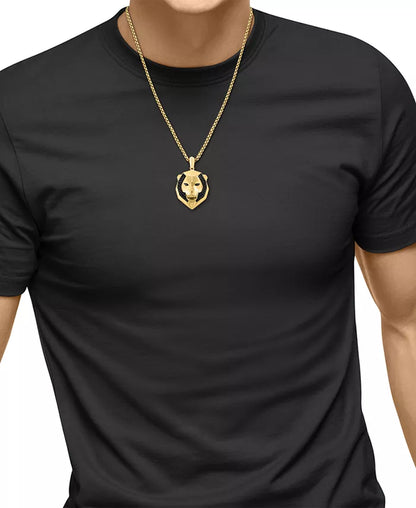 EFFY® Men’s Black Spinel Lion Head Pendant Necklace – 14K Gold-Plated Sterling Silver, 22” Chain