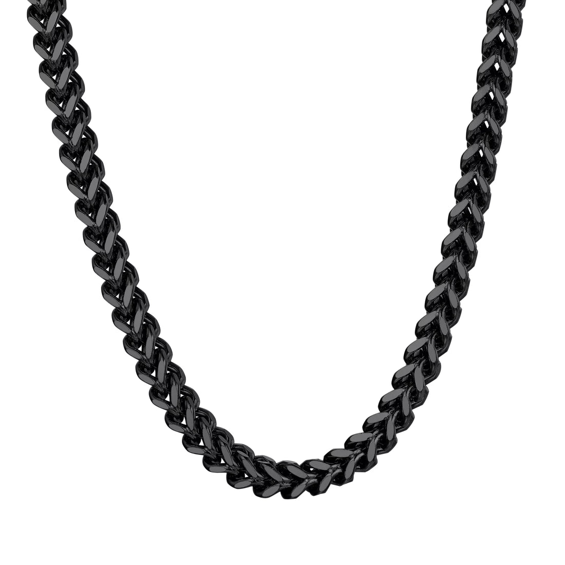 🖤 Men’s Franco Link Chain Necklace – 22” Black 316L Stainless Steel Jewelry