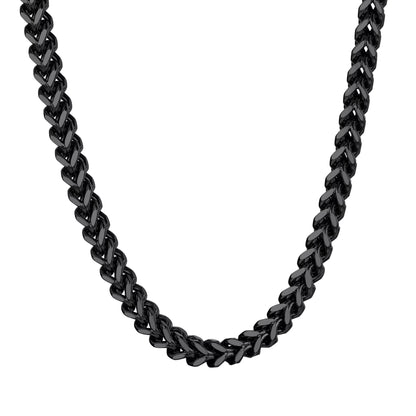🖤 Men’s Franco Link Chain Necklace – 22” Black 316L Stainless Steel Jewelry