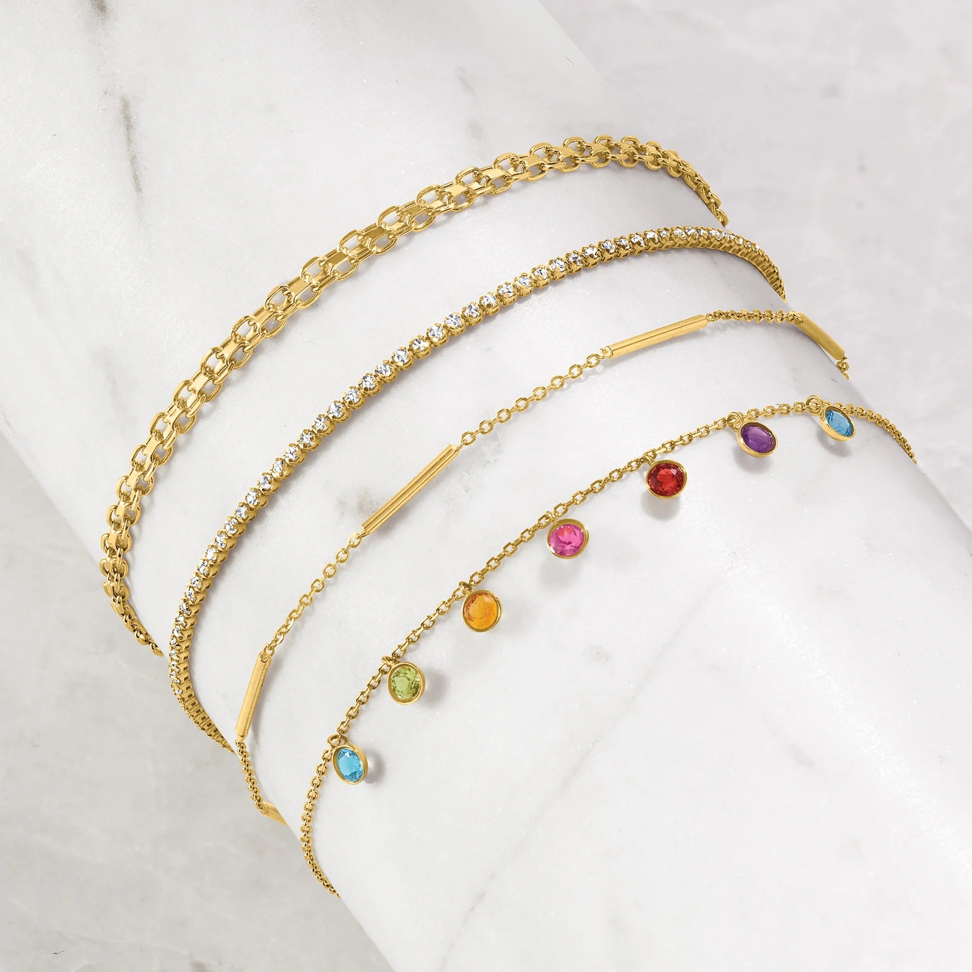 Pure Collection Italian 14K Yellow Gold Bismark-Link Bracelet for Women