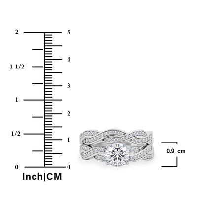 1.25 Carat Round Cut Moissanite Wedding Set – Infinity Bridal &amp; Promise Ring in 18K Black Gold Plating