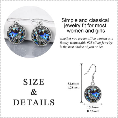Sterling Silver Wolf Moon Star Dangle Earrings – Jewelry Gift for Women, Christmas &amp; Special Occasions