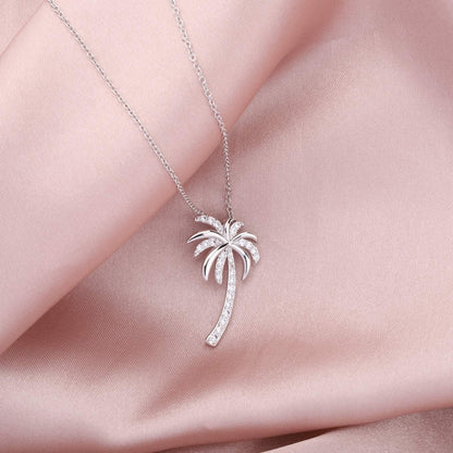 Tropical Beach Palm Tree Pendant Necklace – CZ Crystal Hawaii Bridal Jewelry | Beach Wedding &amp; Bridesmaid Gift