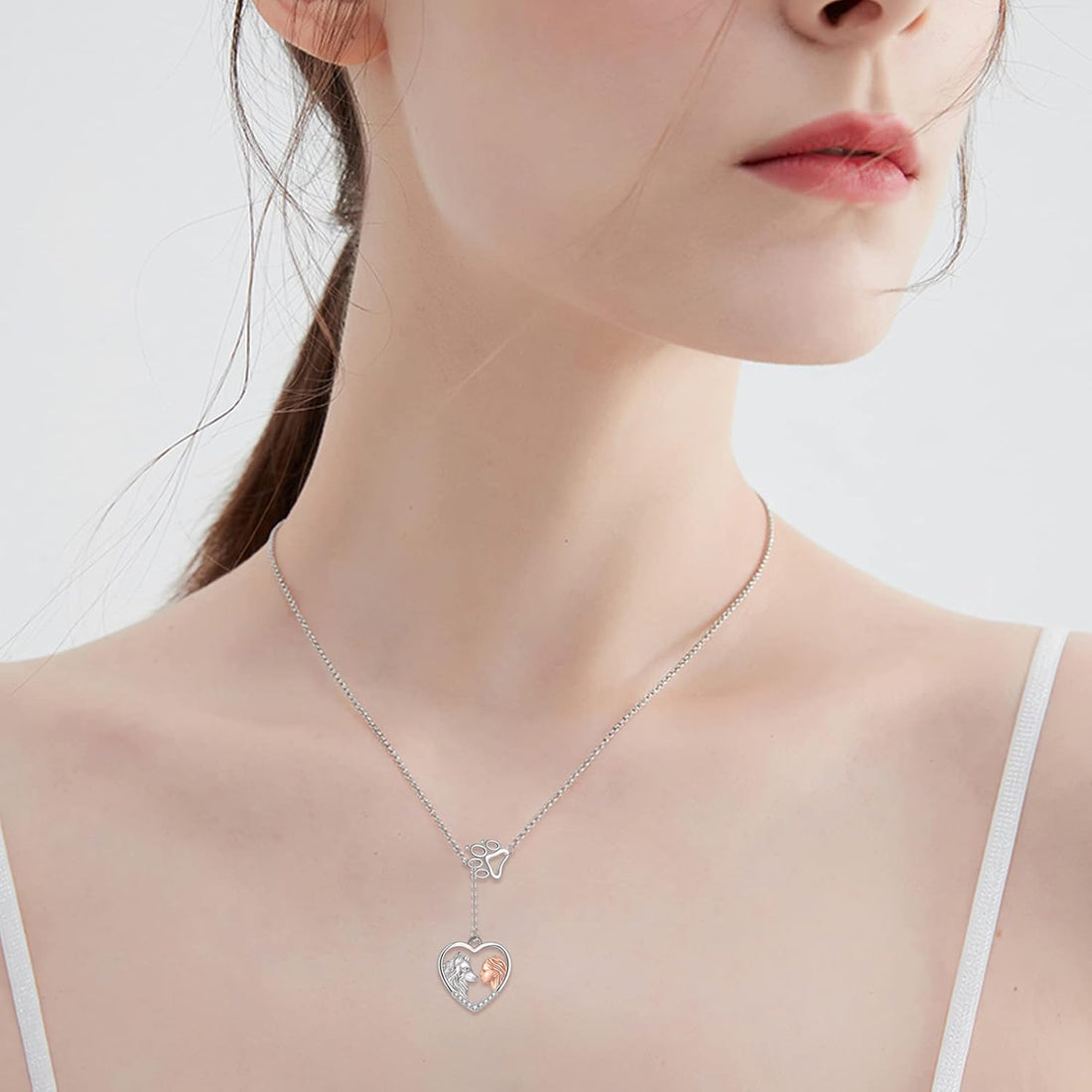 🐺🐴 Wolf/Horse Gifts Necklace – Sterling Silver Y-Necklace Pendant for Teen Girls