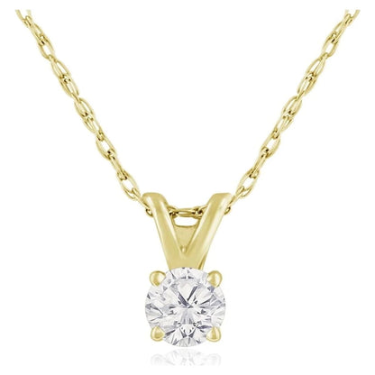 14K Yellow Gold 1/6 Ct Diamond Solitaire Necklace – 18&quot; Women’s Pendant