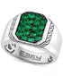 EFFY® Men’s Emerald Cluster Ring – 3/4 Ct. T.W., Sterling Silver