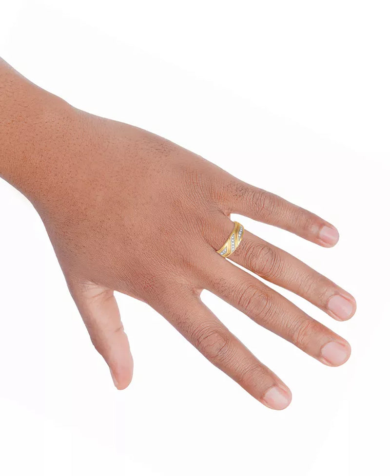 Men’s Diamond Three-Station Wedding Band – 1/10 Ct. T.W., 14K Gold