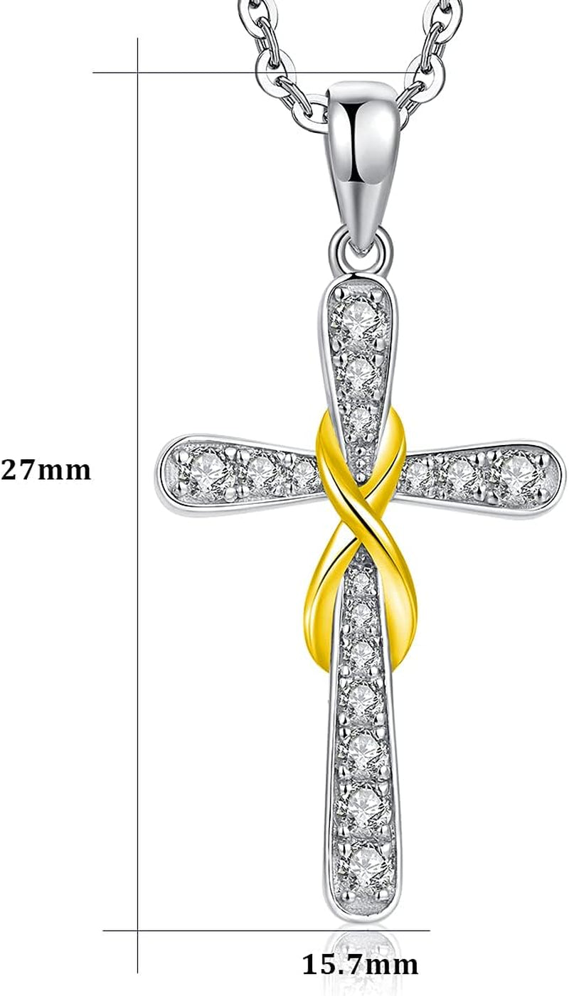 Infinity Cross Necklace for Women &amp; Men – Sterling Silver Tone Religious Pendant – Christian Faith Jewelry Gift