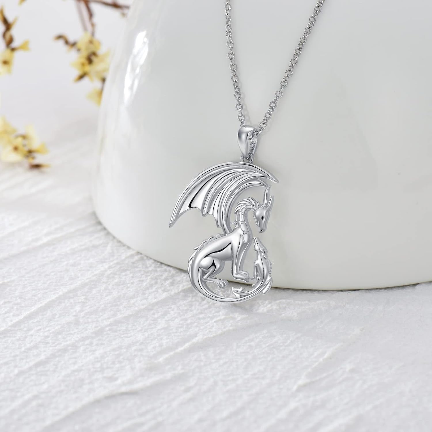 925 Sterling Silver Dragon Necklace – Cute Animal Jewelry Gift for Women &amp; Mothers
