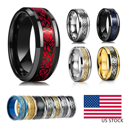 Celtic Dragon Band Ring – Bold Gold-Plated Stainless Steel for Men &amp; Women