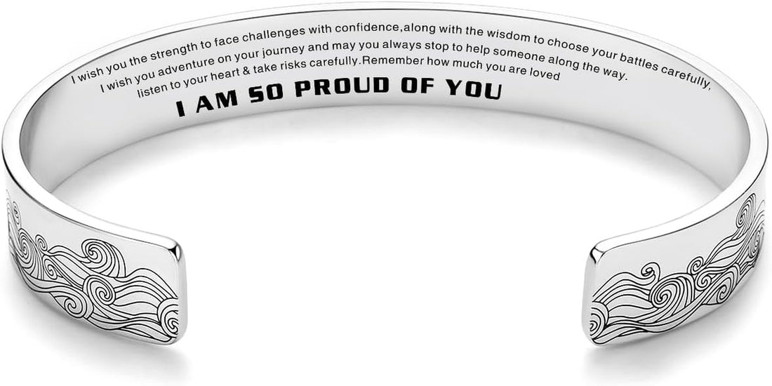 💖 Inspirational Bracelets for Women – Personalized Stainless Steel Engraved Cuff Bangle | Meaningful Jewelry Gifts for Her, Mom, Daughter, Sister, or Friends
