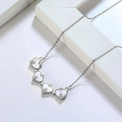 4-Leaf Clover Heart Pendant Necklace for Women – Magnetic 925 Sterling Silver Good Luck Charm Jewelry