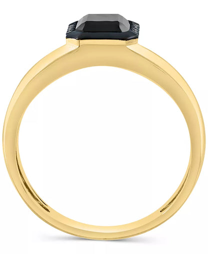 EFFY® Men’s Onyx &amp; Black Diamond Halo Ring in 14K Gold