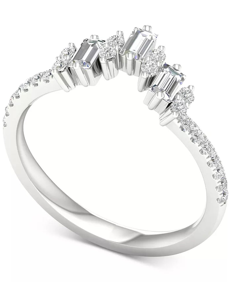Diamond Baguette &amp; Round Band in 14K White Gold (1/3 Ct. T.W.)