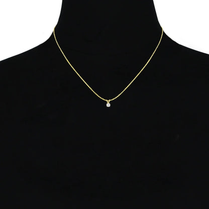 14K Yellow Gold 1/6 Ct Diamond Solitaire Necklace – 18&quot; Women’s Pendant