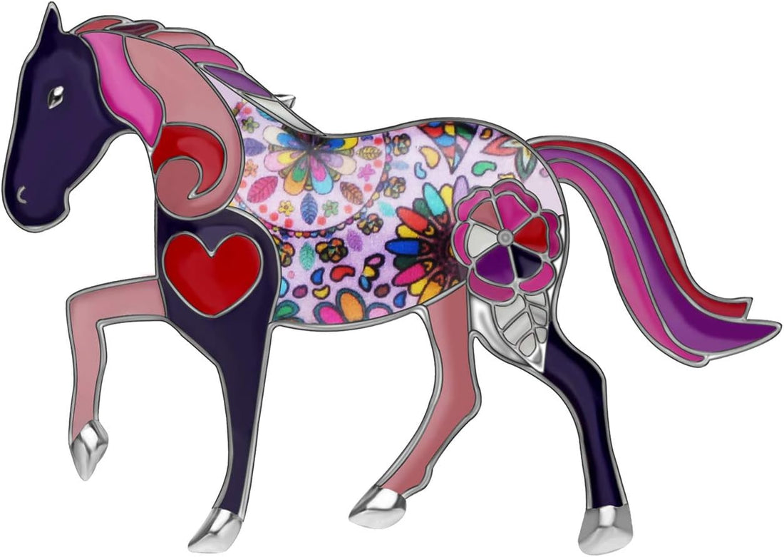🐎 Enamel Alloy Elegant Horse Brooch Pin for Women