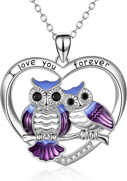 Sterling Silver Owl Pendant Necklace – Meaningful Mother Daughter Bird Jewelry Gift for Mom, Grandma, and Women