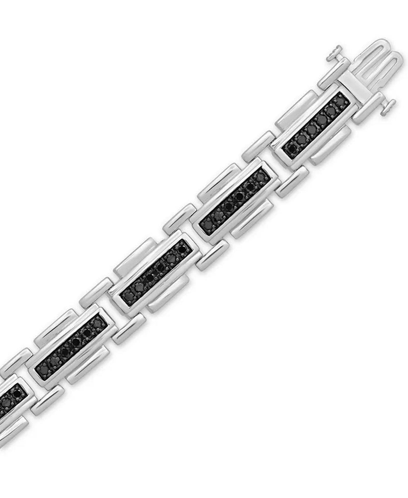 Men’s Black Diamond Link Bracelet (2 Ct. T.W.) in Sterling Silver