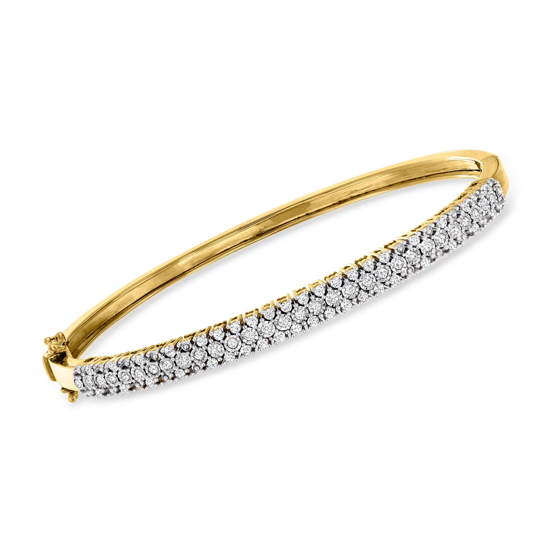 0.75 Ct. T.W. Diamond Bangle Bracelet – 18K Gold over Sterling for Women