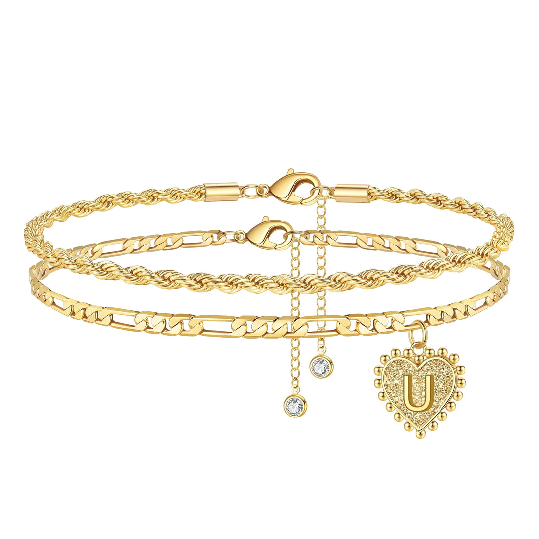 Initial Ankle Bracelet for Women – Dainty Heart Foot Chain Gold Jewelry, Personalized Summer Gift