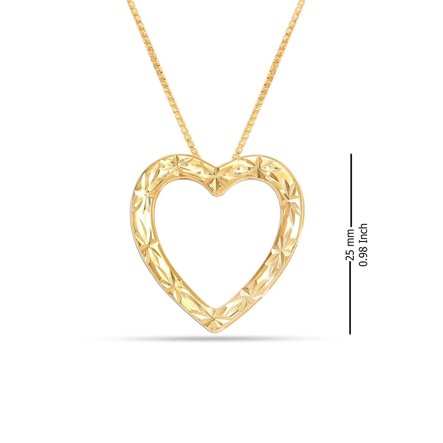 925 Sterling Silver 18K Gold-Plated Diamond-Cut Reversible Heart Necklace for Women and Teens – 25mm Pendant