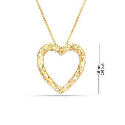 925 Sterling Silver 18K Gold-Plated Diamond-Cut Reversible Heart Necklace for Women and Teens – 25mm Pendant