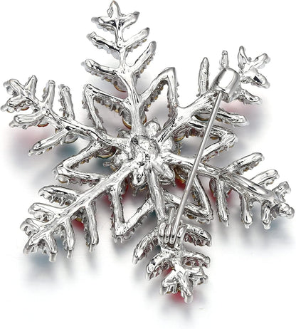 Women’s Austrian Crystal Art Deco Winter Snowflake Brooch Pin