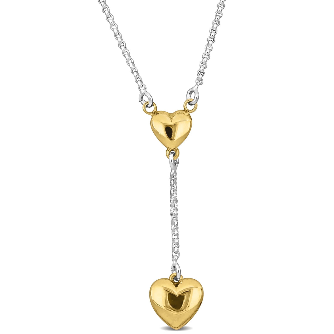 The Everly Two-Tone Sterling Silver Heart Drop Lariat Necklace – Made in Italy