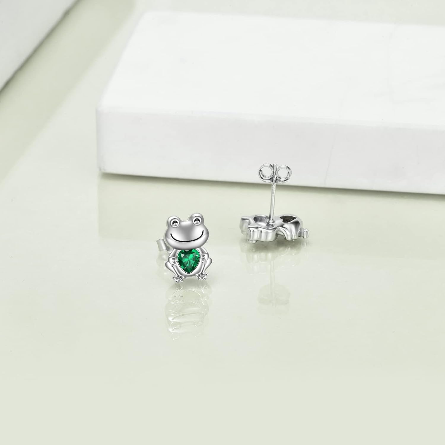 Cute Animal Stud Earrings – Sterling Silver Frog, Jewelry Gift for Women