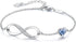 Infinity Heart Birthstone Charm Link Bracelet – 925 Sterling Silver Adjustable Jewelry Gift for Women, Wife, Girlfriend
