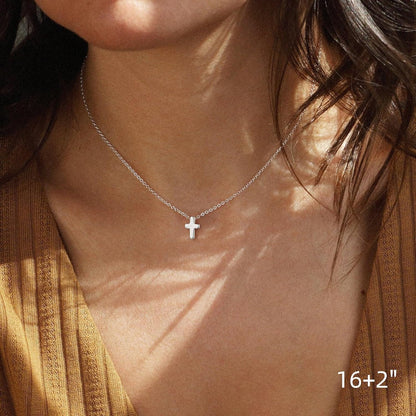  Cross Necklace for Women – Bubble 3D Sideways Cross Pendant: