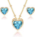 Austrian Crystal Heart Pendant Necklace & Earrings Set – 14K Gold Plated Hypoallergenic Jewelry for Women