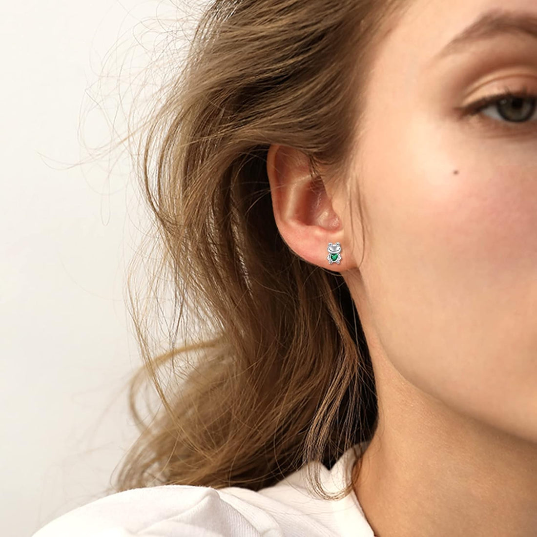Cute Animal Stud Earrings – Sterling Silver Frog, Jewelry Gift for Women