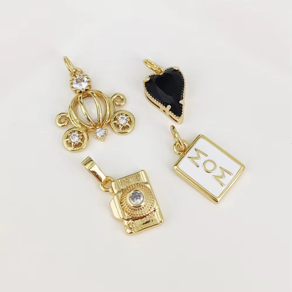Golden Muse Charm Pendants – Personalized Jewelry with Sparkling Detail &amp; Playful Elegance