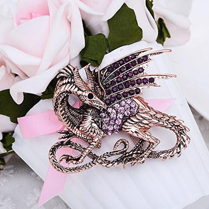 Medieval Dragon Crystal Rhinestone Brooch Pin – Decorative Animal Safety Pin for Clothing &amp; Accessories