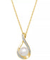 Cultured Freshwater Pearl (9mm) and Diamond Accent Pendant Necklace in 14K Gold – 18"