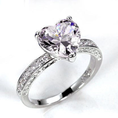 💍 Heart-Shaped Zircon Wedding Ring for Women – Elegant Alloy Engagement Jewelry