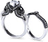 3.68 Carat Skull Bridal Ring Set for Women – Two-Tone Sterling Silver Twist Band with White Diamond CZ, Black Plated Engagement & Promise Ring with Gift Box