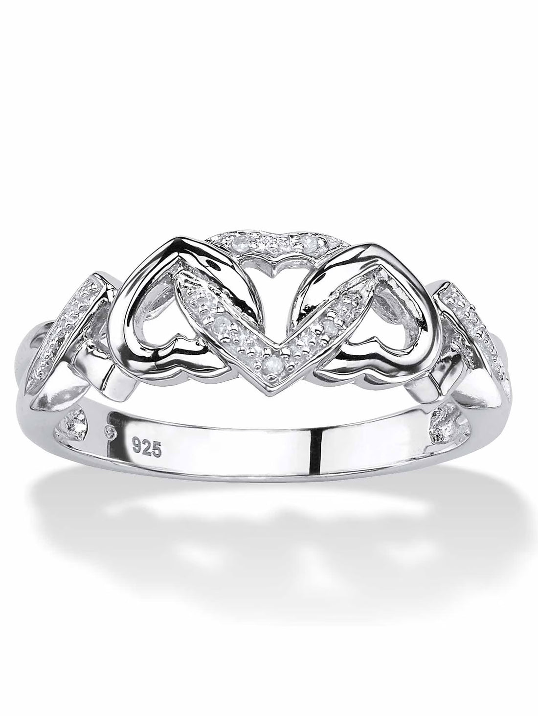 Diamond Accent Interlocking Hearts Promise Ring – 18K Gold or Platinum Plated over Sterling Silver | Romantic Jewelry for Her