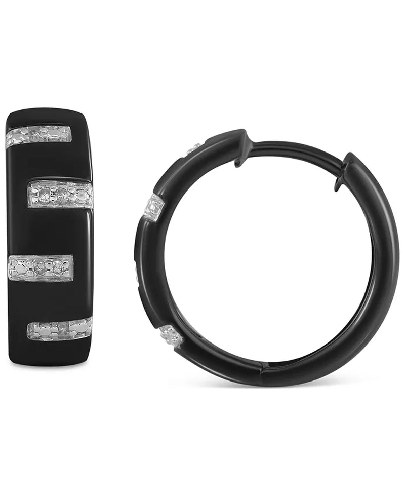 Men’s Diamond Zigzag Small Hoop Earrings (1/20 Ct. T.W.), 15mm – Also Available in Black Diamond