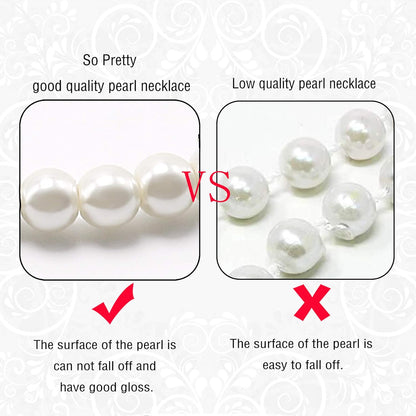 Long Cream White Faux Pearl Necklace – Layered Strand Costume Jewelry for Women