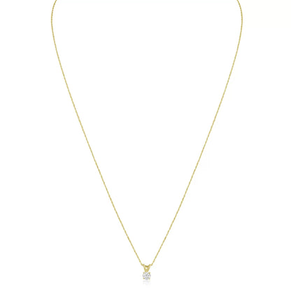 14K Yellow Gold 1/6 Ct Diamond Solitaire Necklace – 18&quot; Women’s Pendant