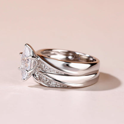 Bridal Wedding &amp; Engagement Ring Set for Women – 925 Sterling Silver with 1.6Ct Center Stone + 0.32Ct Side Accents