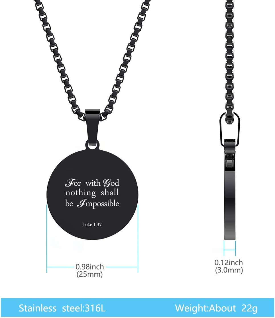 Luke 1:37 Athletes Necklace – Inspirational Stainless Steel Pendant for Baseball, Football, Soccer, Basketball &amp; Volleyball Fans | Team Coach Gift for Teens