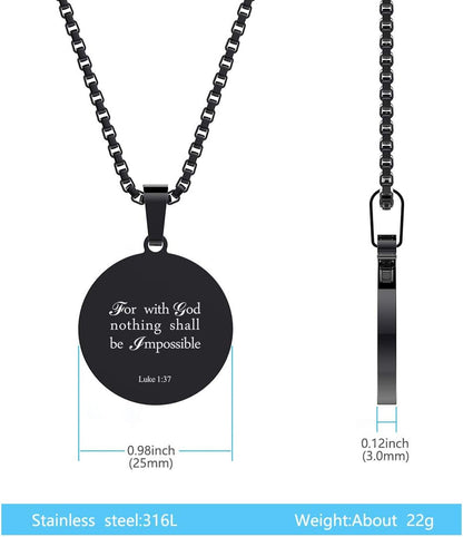 Luke 1:37 Athletes Necklace – Inspirational Stainless Steel Pendant for Baseball, Football, Soccer, Basketball &amp; Volleyball Fans | Team Coach Gift for Teens