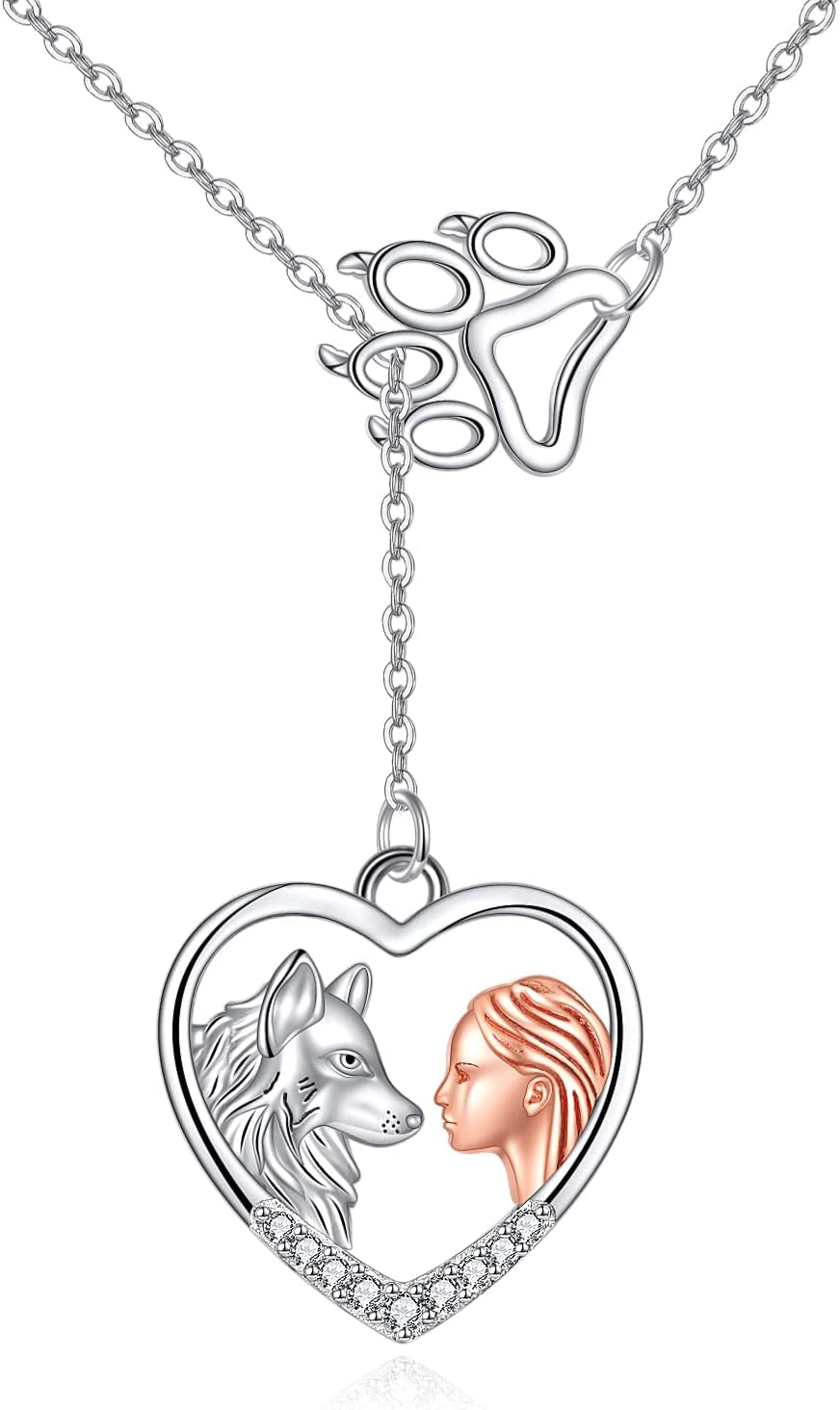 🐺🐴 Wolf/Horse Gifts Necklace – Sterling Silver Y-Necklace Pendant for Teen Girls