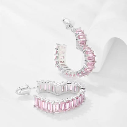 SapphireSoul™ Emerald-Cut Heart Earrings – Love That Sparkles in Every Shade