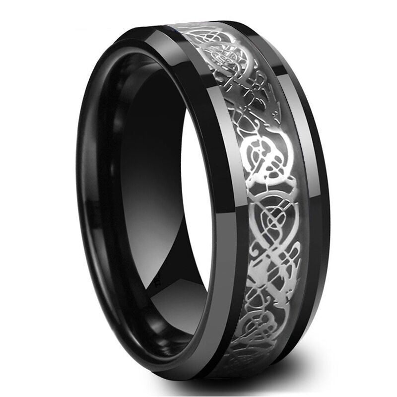 Celtic Dragon Band Ring – Bold Gold-Plated Stainless Steel for Men &amp; Women